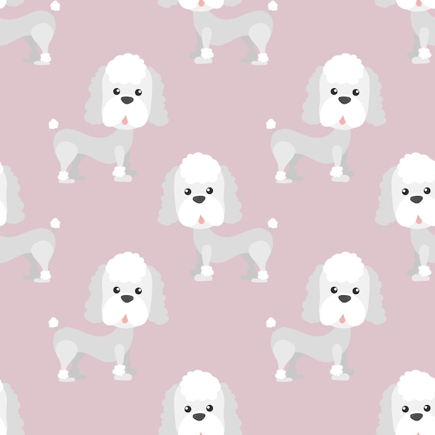 Vector seamless poodle dog cartoon pattern