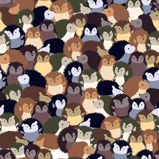 Vector seamless porcupine seamless pattern background and cute animal continuous vector