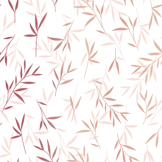 Seamless pretty rose gold bamboo leaves pattern