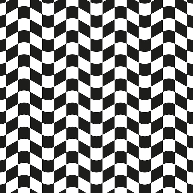 Seamless psychedelic geometric pattern with black and white squares