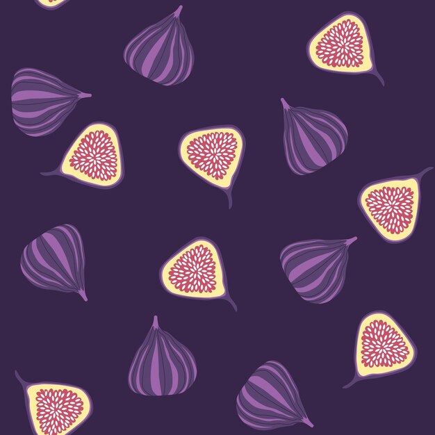 Seamless purple fig pattern