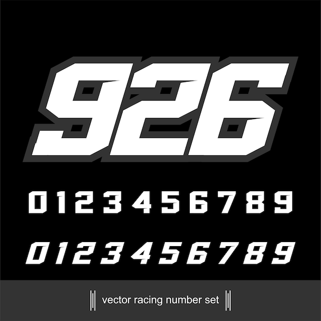 SEAMLESS RACING BACGROUND PATTERN AND RACING NUMBERS SET FOR MOTORSPORT