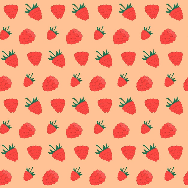 seamless raspberry background. summer fruits and berries. vector background.