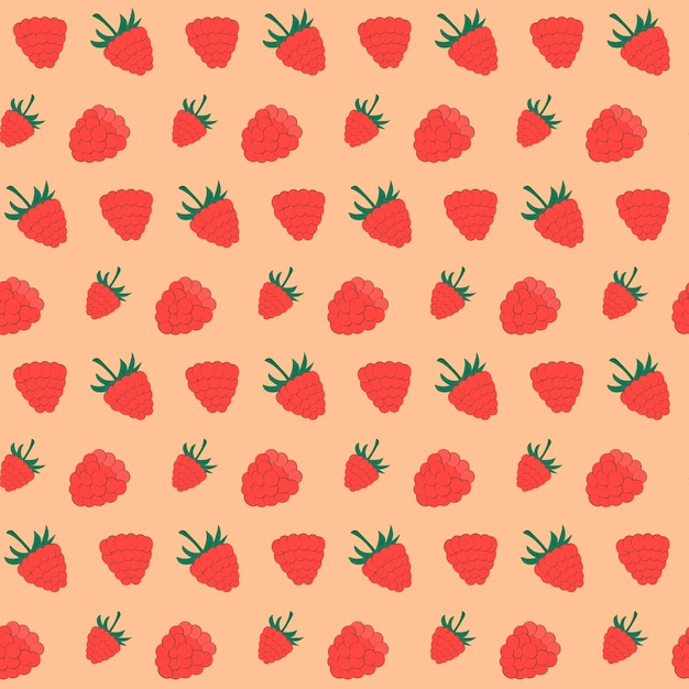 Vector seamless raspberry background. summer fruits and berries. vector background.