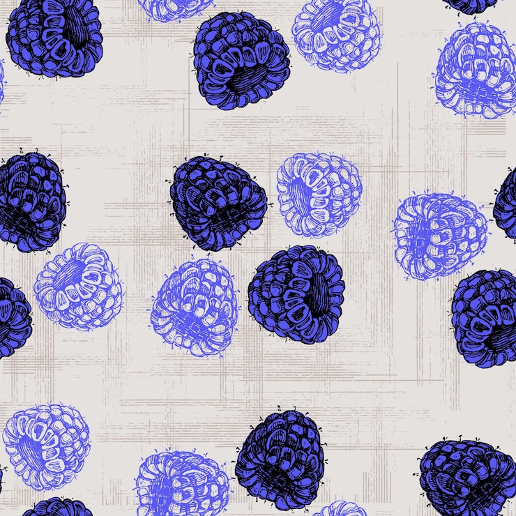 Vector seamless raspberry pattern with summer berries background spring cover tropical wallpaper texture backdrop wedding invitation