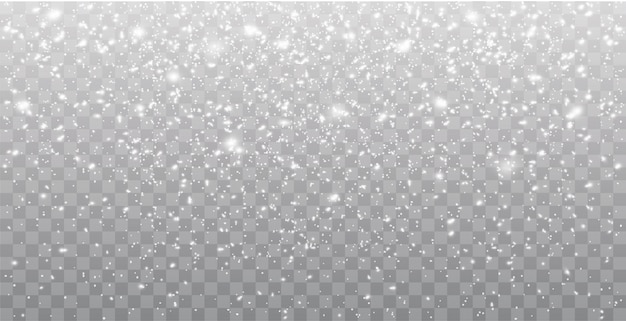 Vector seamless realistic falling snow or snowflakes. isolated on transparent    .