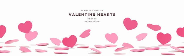 Seamless realistic paper hearts border