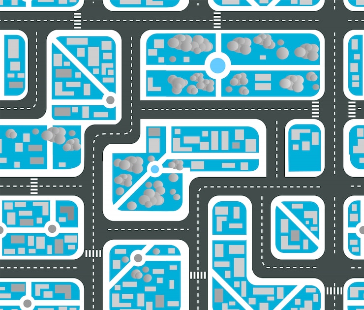 Vector seamless repeating background urban . top view