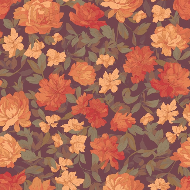 Seamless repeating pattern of all kinds of flowers