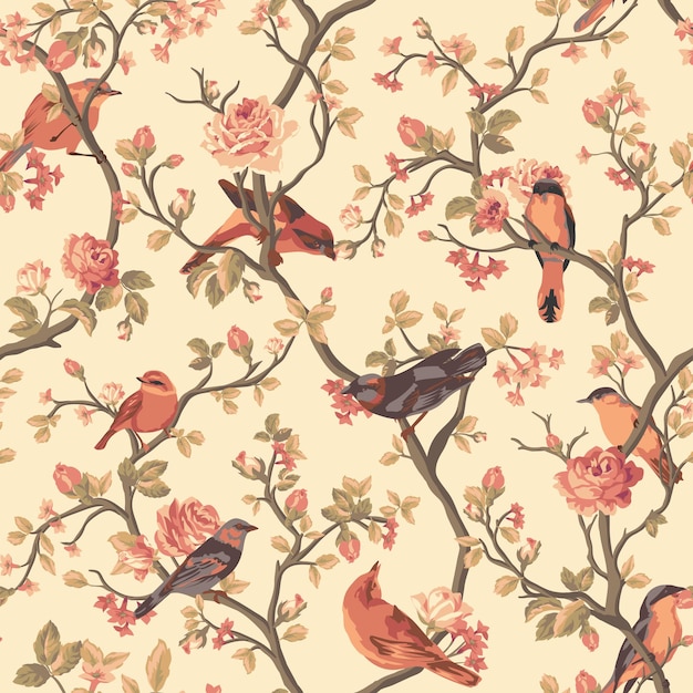 Vector seamless repeating pattern of birds