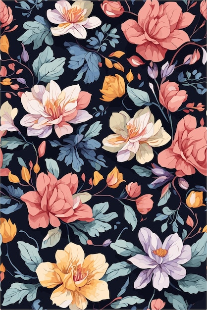 a seamless repeating pattern of centered artwork of floral beautiful watercolor roses pattern