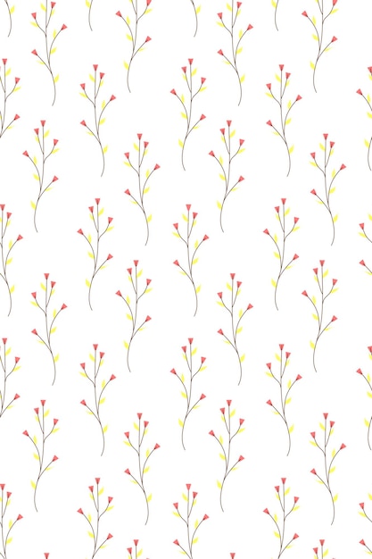 Seamless repeating pattern of flowers and plants Decorative beautiful garden of wildflowers Botanical leaves and floral pattern for design Abstract minimalistic modern wallpaper Vector background