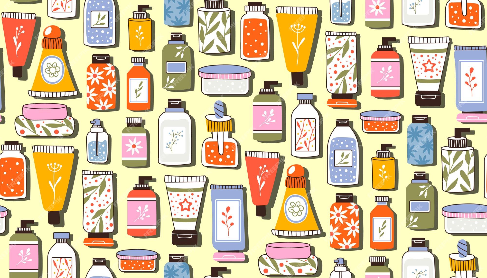 Premium Vector  Seamless repeating pattern with cosmetics a set
