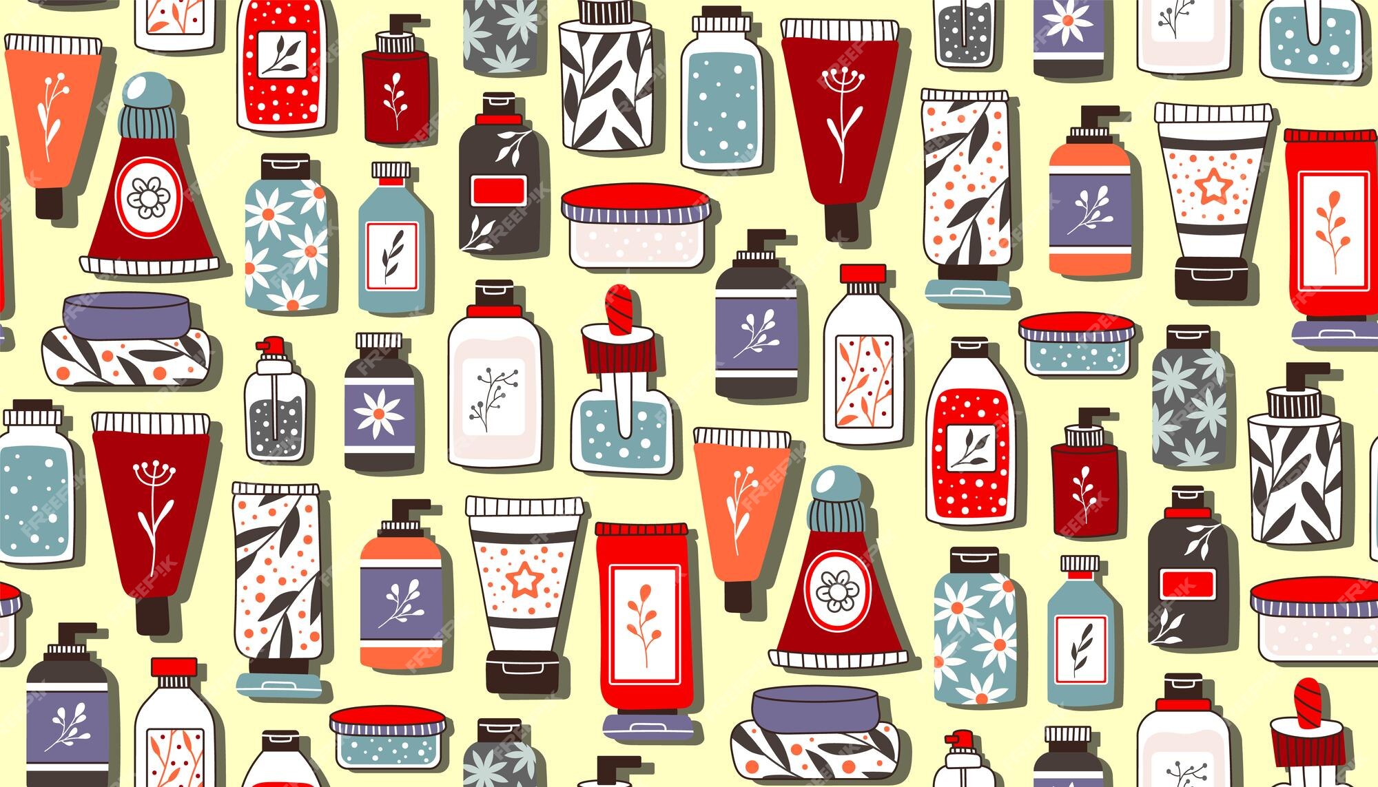 Premium Vector  Seamless repeating pattern with cosmetics a set