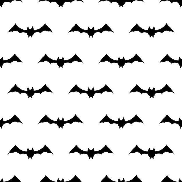 Seamless repeating pattern with Halloween symbols. Design of silhouettes for the holiday Halloween. for postcard, fabric, banner, template, wrapping paper. Vector flat illustration.