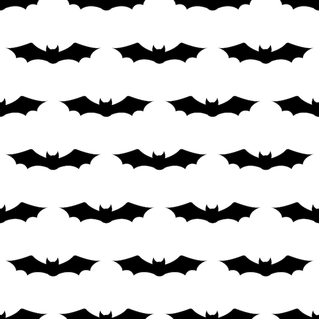 Seamless repeating pattern with Halloween symbols. Design of silhouettes for the holiday Halloween. for postcard, fabric, banner, template, wrapping paper. Vector flat illustration.