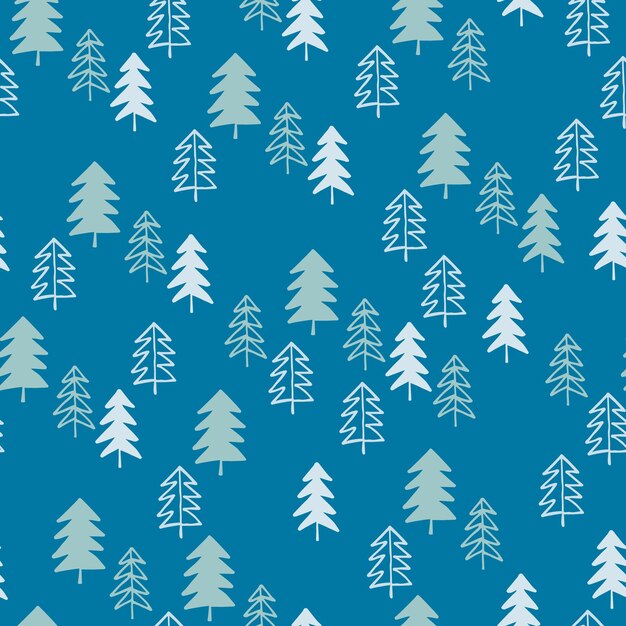 Seamless repeating pattern with snowy fir trees Christmas New Year winter concept Backound for for gift wrap surface sign and other design projects