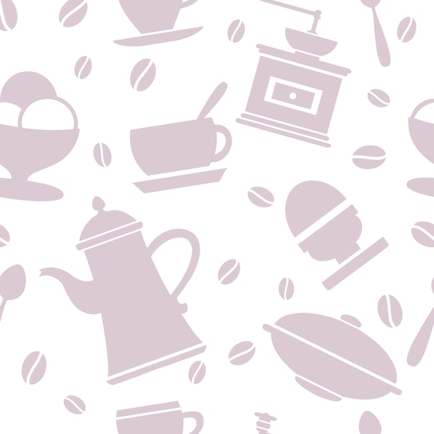 Seamless repeating tile pattern with elements of coffee