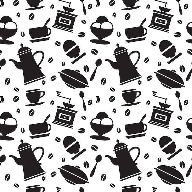 커피의 요소와 원활한 반복 타일 패턴