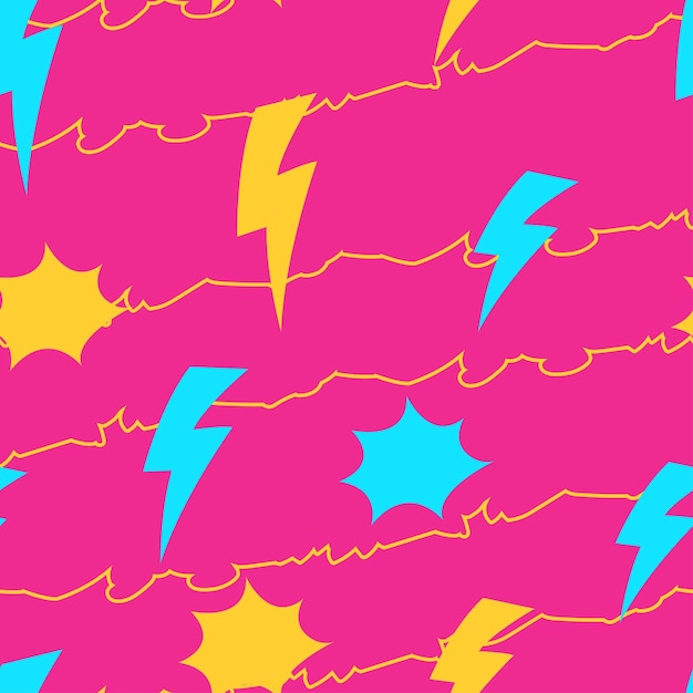 Vector seamless retro 80sboomlightningbolt pattern background