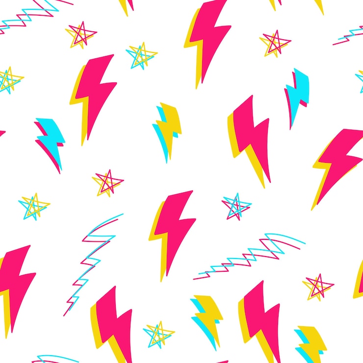 Vector seamless retro boomlightningbolt pattern background