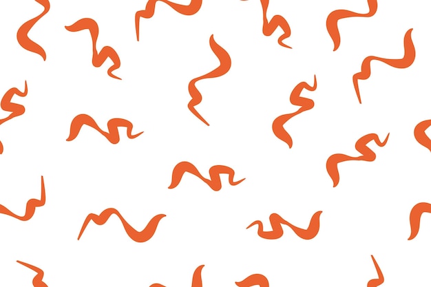 Seamless retro groovy pattern Groovy power Retro vibe Orange doodles on white background Style of the 60s 70s 80s