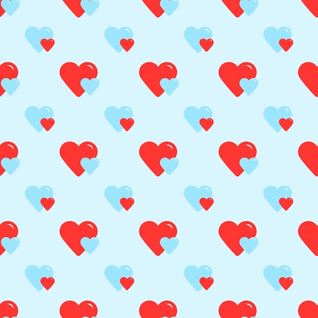 Seamless retro pattern two hearts. vector illustration