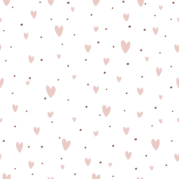 Seamless retro patterns with pink hearts and dots valentines day backgrounds illustration can be