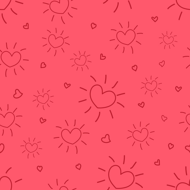 Seamless romantic pattern red hearts