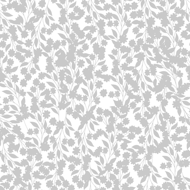 seamless romantic pattern with cute flowers and twigs