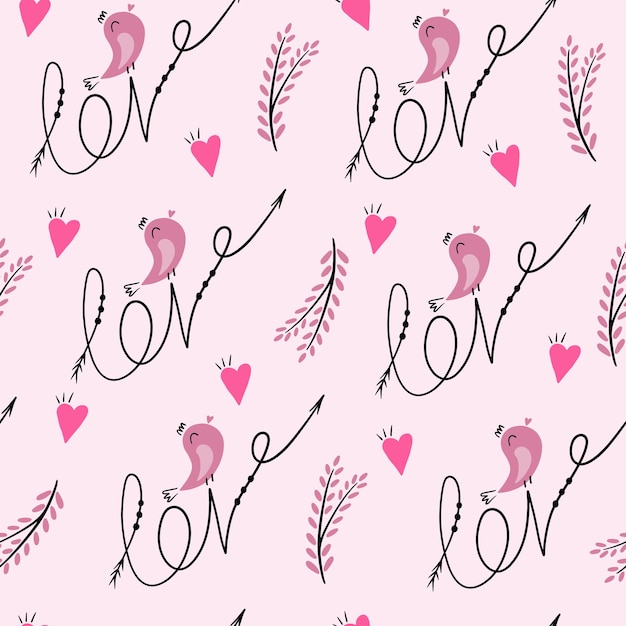 Бесшовный романтический узор с нарисованными вручную красными сердцами Красочные каракули сердца Готовый шаблон для дизайна открытки печать плакат вечеринка День святого Валентина винтажный текстиль