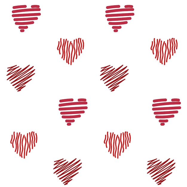 Бесшовный романтический узор с ручными утопающими сердцами готовый шаблон для открыток ко дню святого валентина с печатью плакатов векторный дизайн