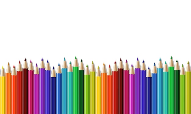 Vector seamless row of colored pencil