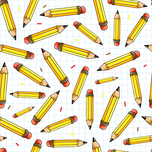 Vector seamless school pattern with pencils