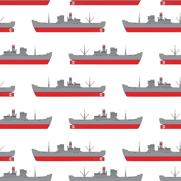Seamless sea pattern with the cargo steamships.