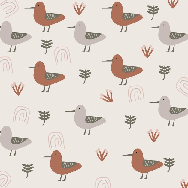 Seamless seagulls pattern Creative marine summer background premium vector