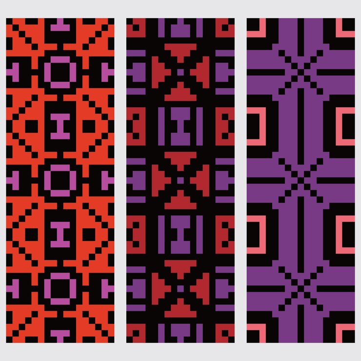 Vector seamless set pixel abstract pattern
