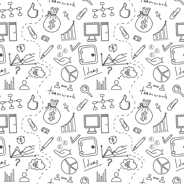 Vector seamless sketch of business doddle elements