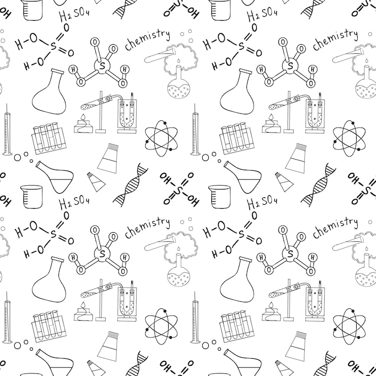 Vector seamless sketch of science doddle elements