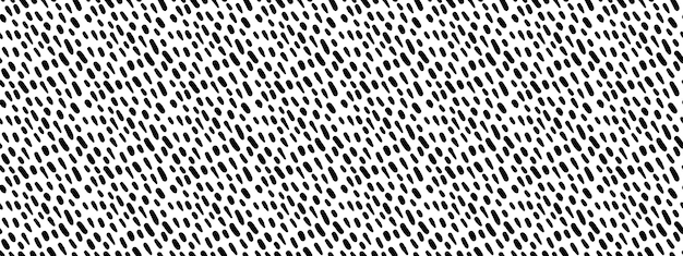 Seamless slash small dash doodle pattern Vector geometric black on white illustration