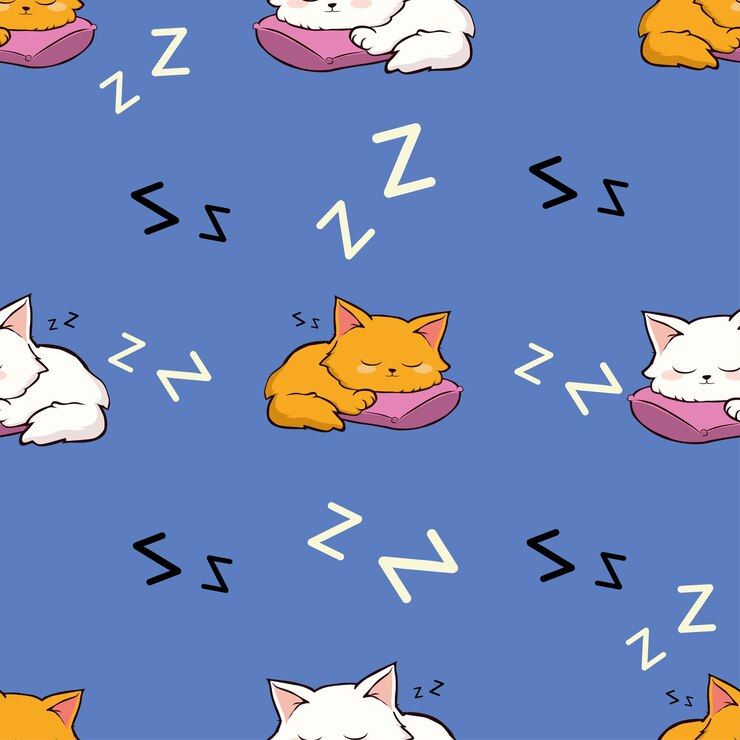 Vector seamless sleeping cat pattern vector illustration