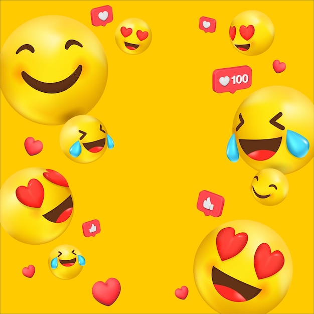 Seamless smiley face pattern with funny facial expressions in continuous yellow background. Vector