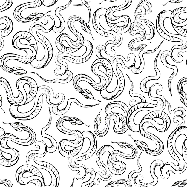 Vettore modello di serpente senza cuciture modello di serpente disegno di contorno del serpente sullo sfondo del serpente