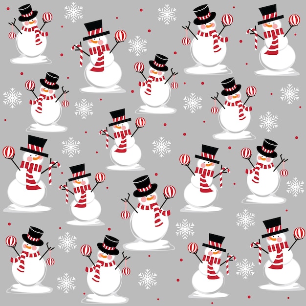 Vector seamless snowman in the winter fun christmas
