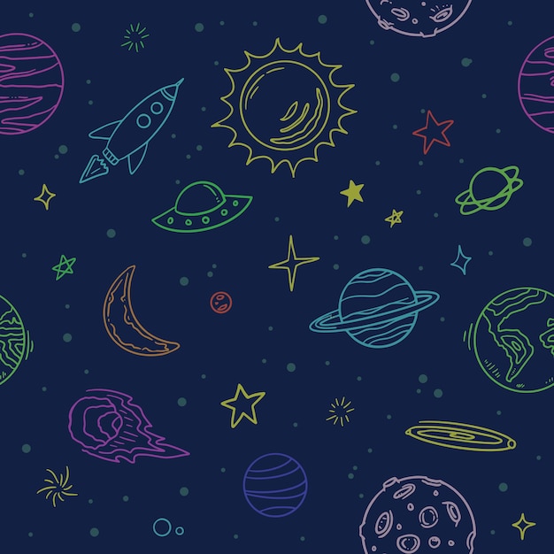 Vector seamless space colorfulpattern background