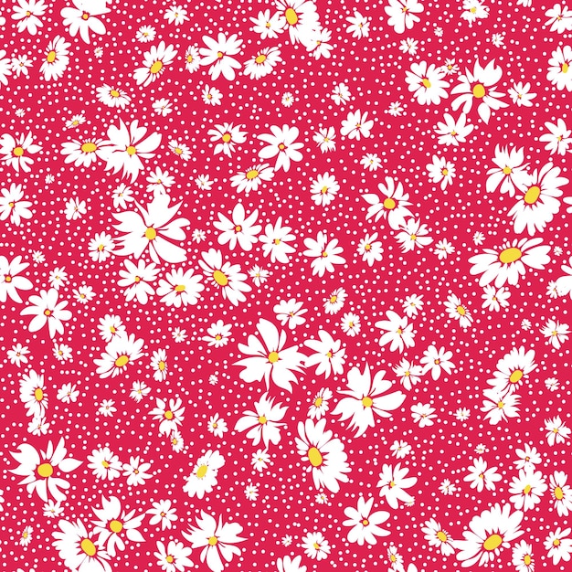 Seamless spring floral pattern with daisies