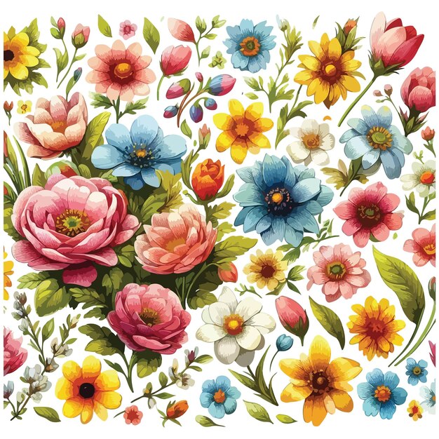 Vector seamless spring flower pattern