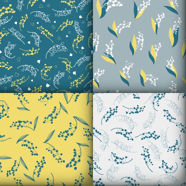 Seamless spring lily of the valley patterns