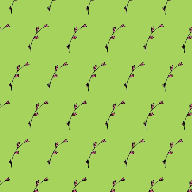 Seamless spring pattern with twigs and leaves