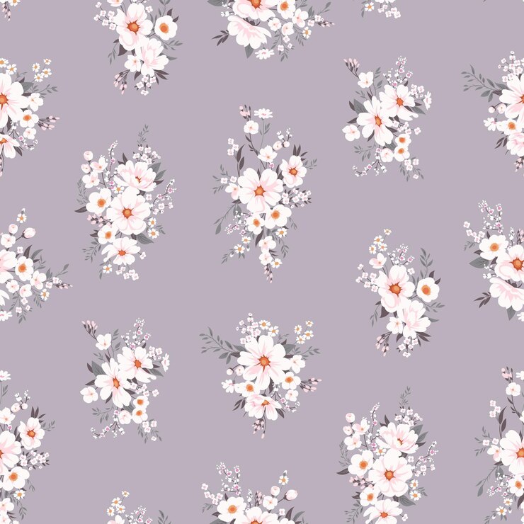 Seamless spring vector pattern with white flowers